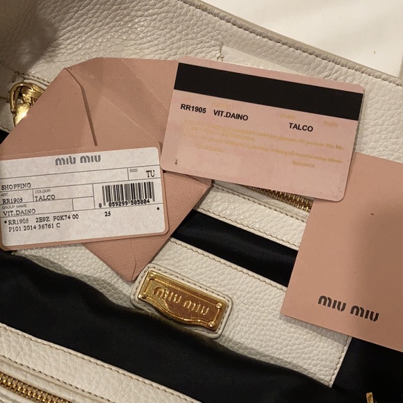 Authentic Miu Miu leather large off white tote💗 - Picture 8 of 9